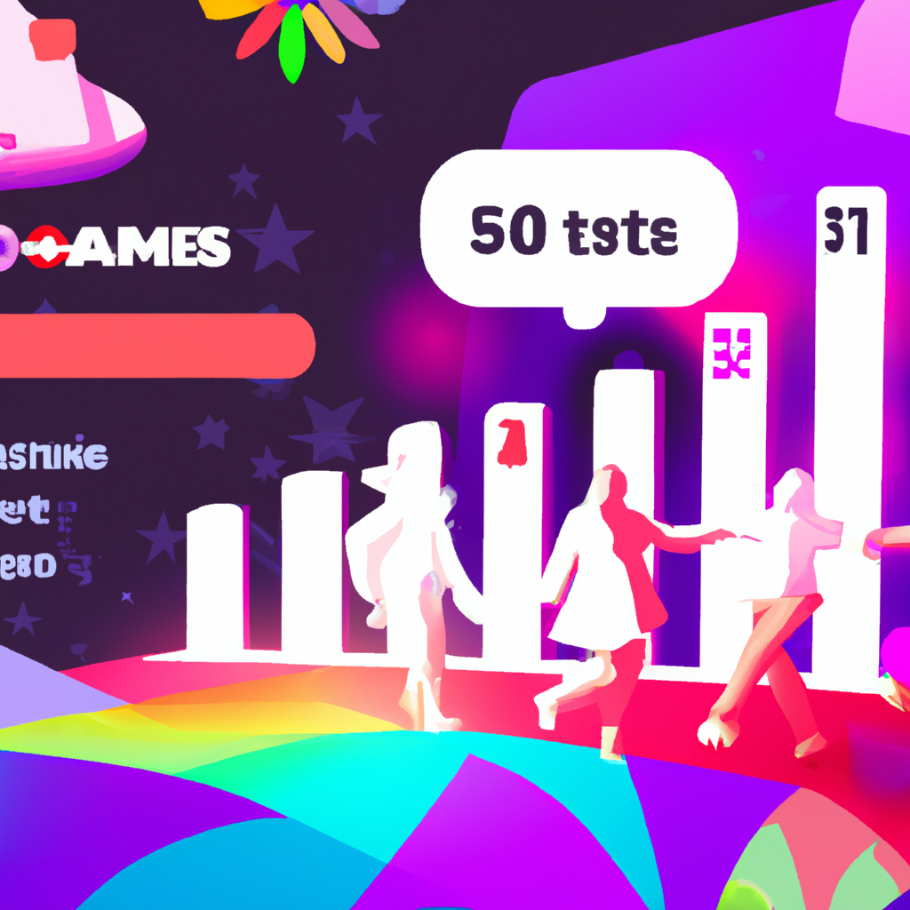 Players celebrating near neon leaderboard